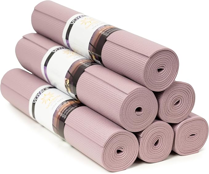 Sunshine Yoga Voyage Yoga Mat, 6 Pack, 72" x 24" Professional Studio and Gym Bulk Yoga Mats, 5mm Thick, Durable, Anti-Tear, Non Slip Fitness and Exercise Mats