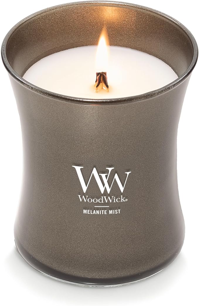 WoodWick Melanite Mist Holiday Candle Gifts for Women and Men, 9.7 oz Precious Metals Collection with Crackling Wick