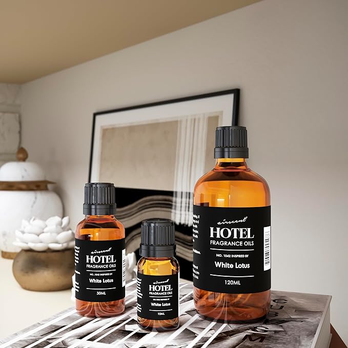 AirScent Hotel Diffuser Oil No. 1042 Inspired by The White Lotus Hotel Scent - Premium Fragrance Oil for Ultrasonic and Waterless Diffusers and Crafting - 120 mL, 4 fl oz Glass Bottle with Dropper