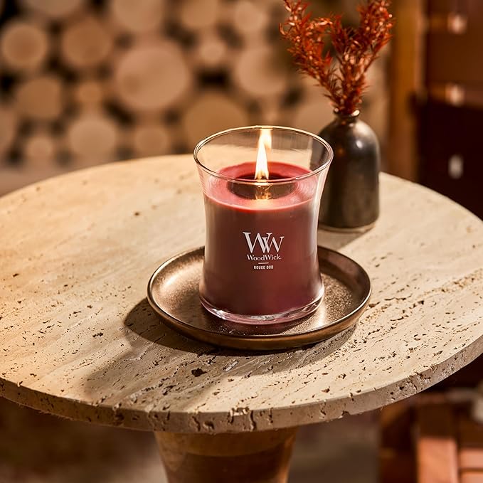 WoodWick Rouge Oud Gifts for Women and Men, 9.7 oz Medium Hourglass Candle with Crackling Wick