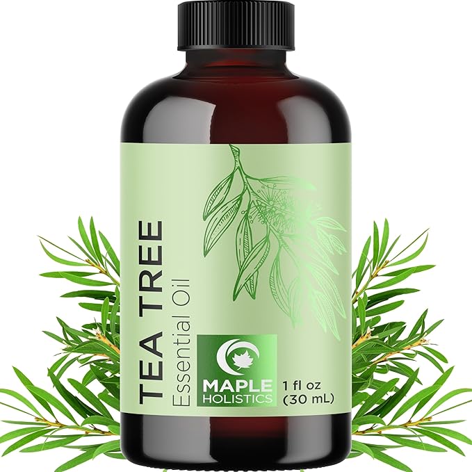 Pure Tea Tree Oil for Hair Skin and Nails - 100% Pure Undiluted Tea Tree Essential Oil with Dropper for Topical Uses Aromatherapy Diffusing and Home and Beauty DIYs - Vegan and Cruelty Free (1 Fl Oz)
