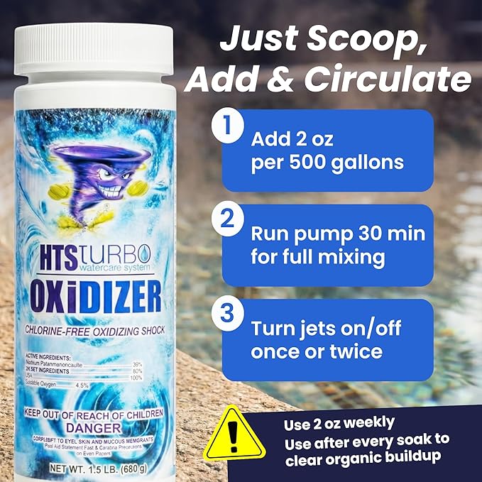 1.5 lbs Non-Chlorine Spa Shock - Oxidizer for Hot Tub & Spa - Fast-Dissolving, Crystal Clear Water, USA Made