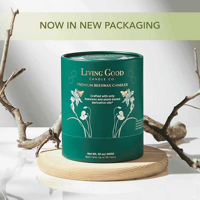Midnight Jasmine Beeswax Candle - Nostalgic Soft Jasmine with Pink Pepper & Vanilla - Subtle & Refreshing - 90+ Hours of Clean & Non-Toxic Burn - Hand-Drawn Jar - Perfect Unique Gift - 15 OZ