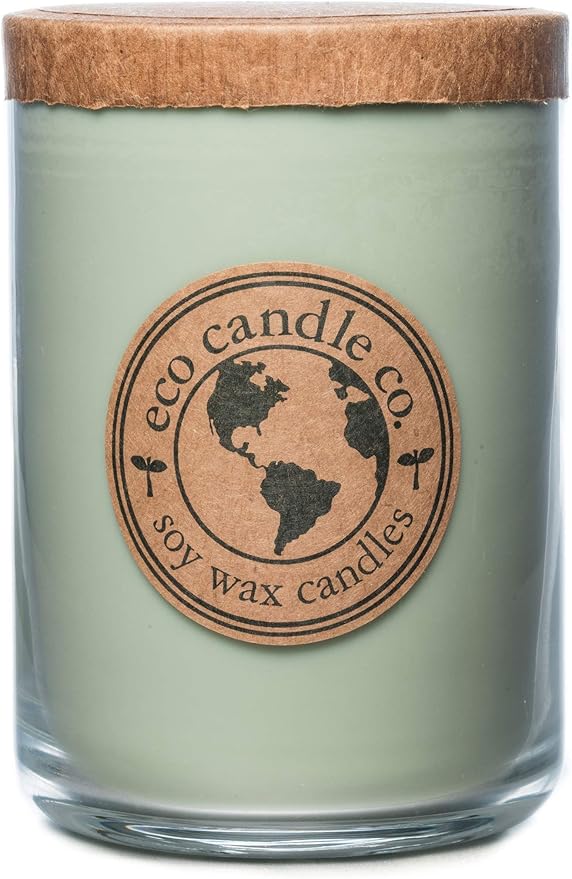 ECO CANDLE CO. Recycled Candle, Eucalyptus Sage, 26 oz. - Scents of Eucalyptus, Sandalwood, Rosemary, & Sage - 100% Soy Wax, No Lead, Kraft Paper Label & Lid, Hand Poured, Midwest Grown Soybeans