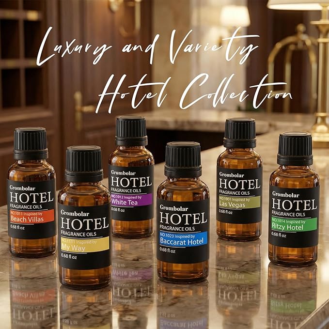 Essential Oils Set-Hotel Collection Diffuser Oil Gift Set,Premium Essential Oil for Diffusers, Home Care, Fragrance, Humidifiers (Hotel scent-6Pcs*0.68oz Set)