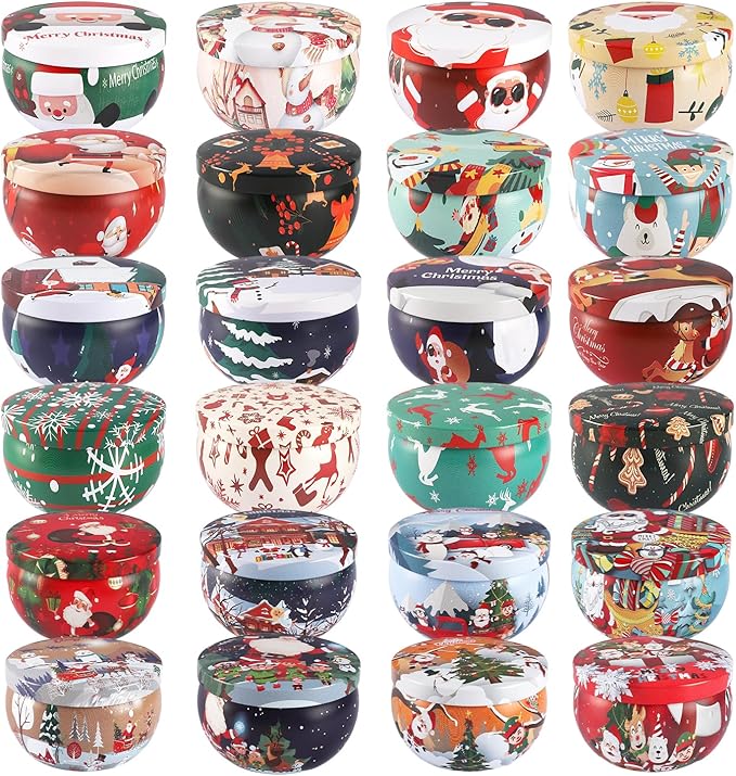 24 Pack Christmas Scented Candles - Natural Soy Wax Advent Candles, Smokeless Clean Burning with Cotton Wick, 2.5oz Mini Jar Candles for Holiday Gifts, Home Decor & Christmas Party Favors