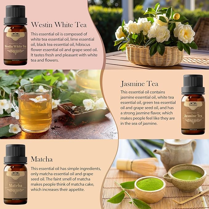 6 Pack 10ML Christmas Tea Essential Oil Diffuser for Home Care and Candle Making Atmosphere Fragrance of Essential Oil Gifts Set for Christmas Birthday Holiday Present