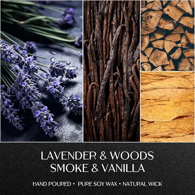 Scented Candles for Men, Soy Candles for Home Scented, Candle Gifts for Men, 2 Pack Aromatherapy Candle Gift Set for Relaxing, Stress Relief & Home Decor