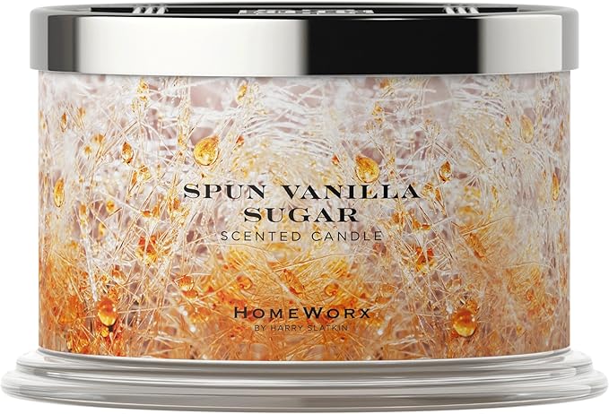 HomeWorx by SLATKIN + CO. Candle- Spun Vanilla Sugar, 18 oz. Premium Scented Candle - 30-55 Hours Burn Time