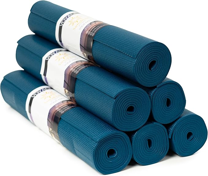 Sunshine Yoga Voyage Yoga Mat, 6 Pack, 72" x 24" Professional Studio and Gym Bulk Yoga Mats, 5mm Thick, Durable, Anti-Tear, Non Slip Fitness and Exercise Mats
