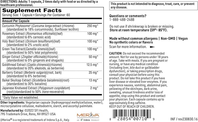 Klaire Labs SFI Health Inflathera - Phytonutrient Blend with Turmeric & Knotweed, Designed to Support Inflammation Response (60 Capsules)