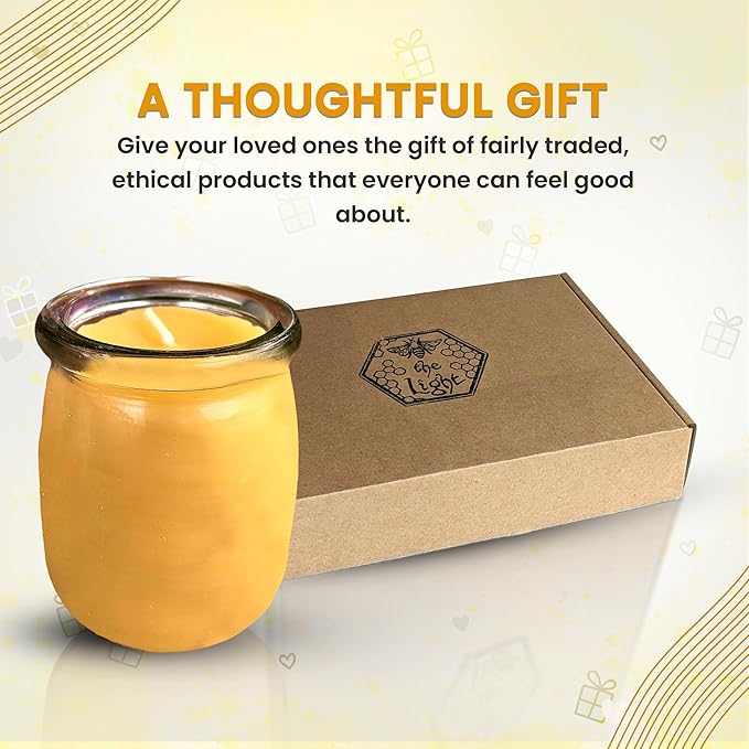 BeeTheLight Beeswax Jar Candle - 100% Pure USA Bees Wax in Glass Container - Vanilla Honey