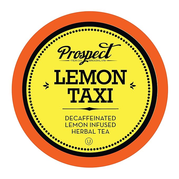 Prospect Tea Co. Decaffeinated Lemon Taxi Herbal Tea Pods Compatible with K Cup Brewers Including 2.0, 40 Count