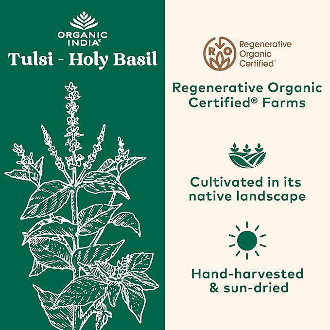 Organic India Tulsi Original Loose Leaf Herbal Tea - Immune Support, Vegan, Gluten-Free, Kosher, USDA Certified Organic, Non-GMO, Caffeine-Free, Healthy Stress-Relief & Uplift Mood - 1 lb Bag