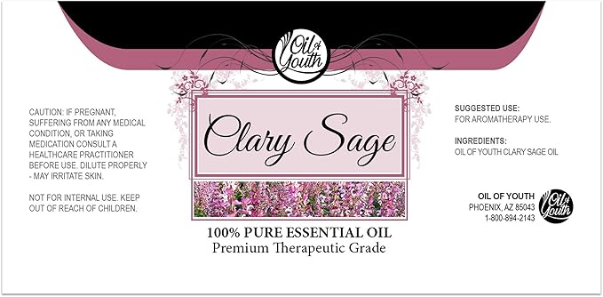 Oil of Youth Clary Sage Essential Oil 8oz - Pure Therapeutic Grade for Aromatherapy