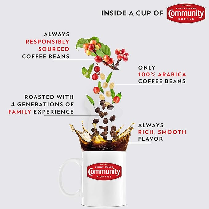 Community Coffee 100% Colombia 12 Count Coffee Pods, Medium-Dark Roast, Compatible with Keurig 2.0 K-Cup Brewers, Box of 12 Pods