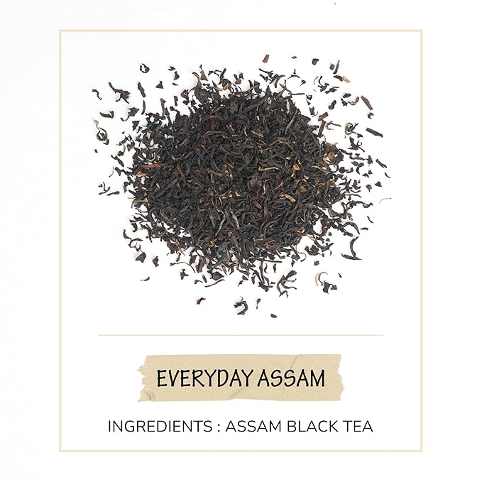 BREWIX, Assam Black Tea Leaves (50+ Cups, 3.53oz/100g) High Caffeine Gluten Free | Strong and Malty | Loose Leaf | Resealable Bag | Perfect for Strong Morning Tea