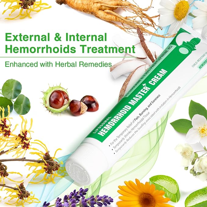 Ebanel 5% Lidocaine Hemorrhoid Treatment Cream with Witch Hazel, Phenylephrine, Horse Chestnut, Vitamin B6, Zinc Oxide, External and Internal Hemorrhoids Treatment Burn Itch Pain Relief Anal Cream