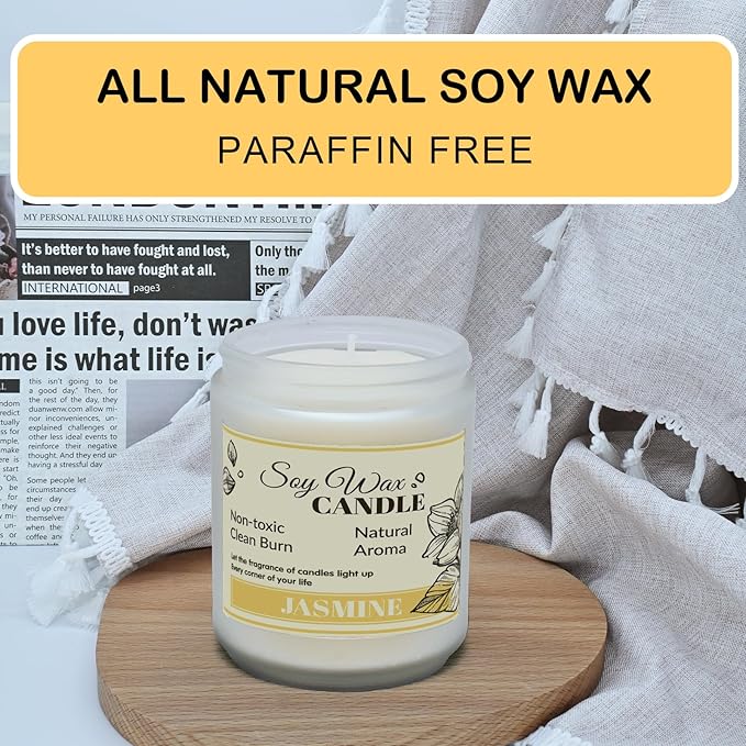Scented Candles Gifts for Women, Home Decor Soy Candles, Birthday, Valentine, Christmas, Anniversary Aromatherapy Gifts or Just for Enjoying Life and Personal Relaxation Healing (7oz, Jasmine)