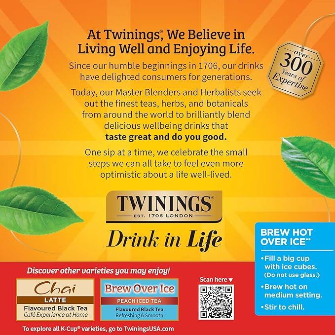 Twinings K-Cup Pods Variety Pack, Includes English Breakfast, Earl Grey, Chai, Green, and Peppermint for Keurig and Single Cup Brewers, 10 Count (Pack of 1), Enjoy Hot or Iced