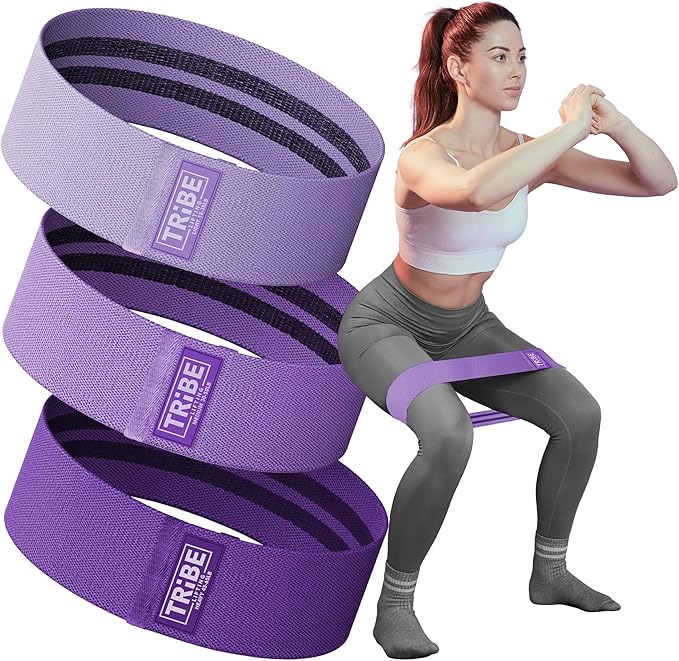 Tribe Lifting Fabric Resistance Bands for Legs - Workout Bands Resistance Bands for Men and Women - Booty Bands for Working Out - Exercise Bands Resistance Bands Set - Elastic Bands for Exercise