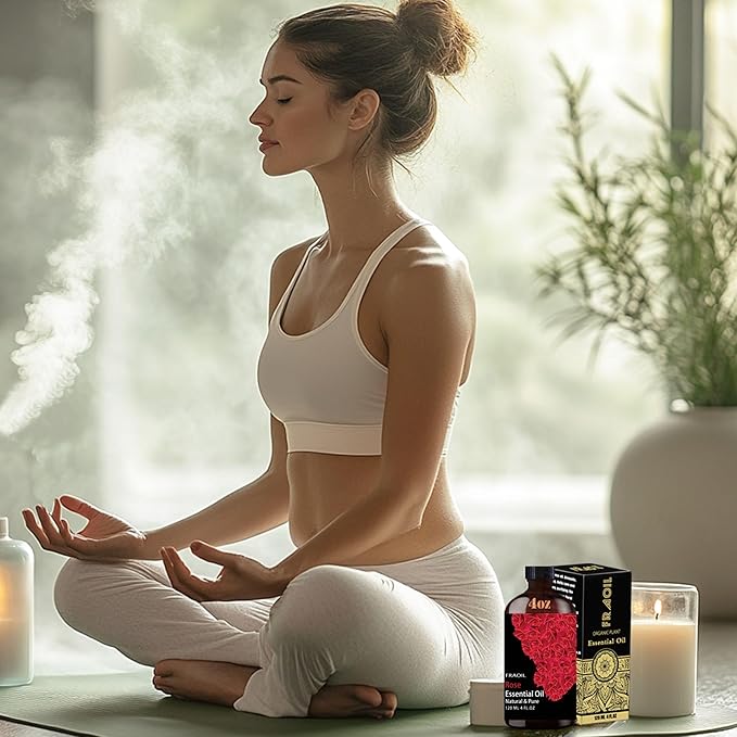 Rose Essential Oil, Rose Oil 4 Fl Oz 120ML for Diffuser Humidifier Yoga Cleaning DIY Candle Soap Making Valentine's Day Gift Essential Oils
