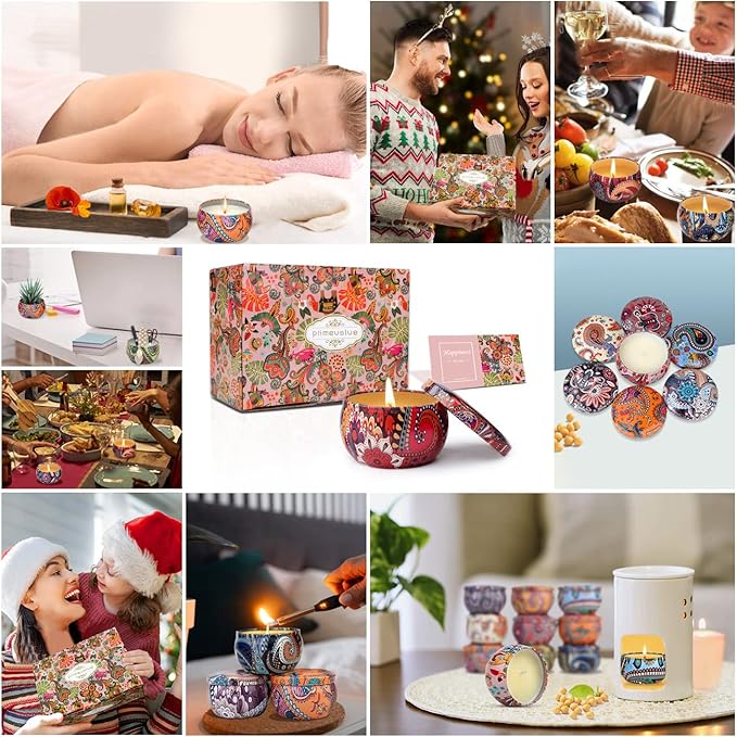 Scented Candles Gift Set for Women, Primevolve 12 Pack 2.5 Oz Soy Wax Travel Tin Aromatherapy Candles for Home Scented, Perfect for Birthday, Christmas, Stress Relief, Spa, Bath, and Home Decor