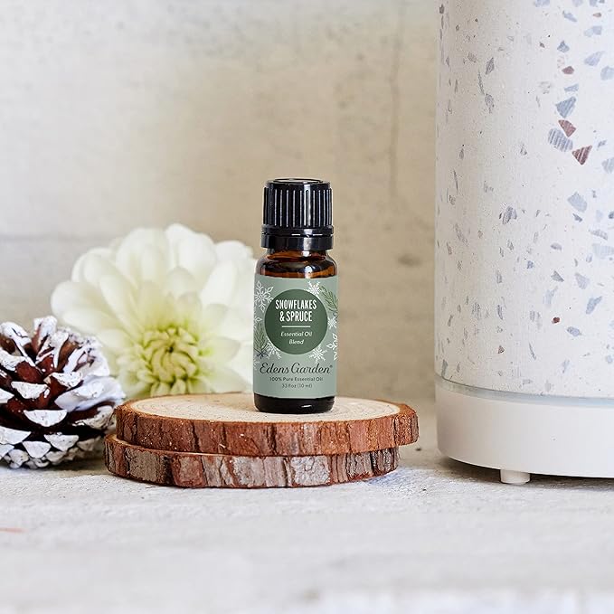 Edens Garden Snowflakes & Spruce Essential Oil Blend- 100% Pure Premium Grade, Undiluted, Natural, Therapeutic, Aromatherapy, The Best for Diffusing, Candle, Laundry, Humidifiers 10 ml (.33 fl oz)