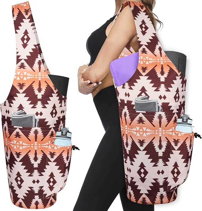 Yoga Mat Bag - Large Opening Long Tote Yoga Mat Carrier Holder Bag with Waterproof Wet Zipper Pocket and Drawstring Water Bottle Pocket - Yoga Bag Fit Most Size Mats