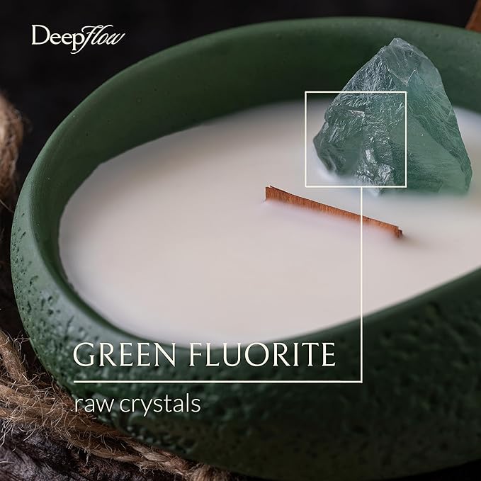 DeepFlow Emotional Healing Candle, Green Fluorite Heart Opening, Emotional Clarity Self-Trust, Natural Mind-Body Wellness Blend, Soft Airy Scent for Open-Hearted Relaxation (Green Fluorite)