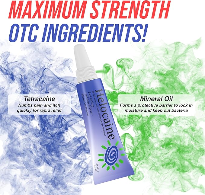 Fast Acting Cold Sore Canker Sore Treatment for Lips & Inside Mouth, Oral and Topical Rapid Pain Relief Over-The-Counter, 3g, 0.1 oz Tube, 1 Pack