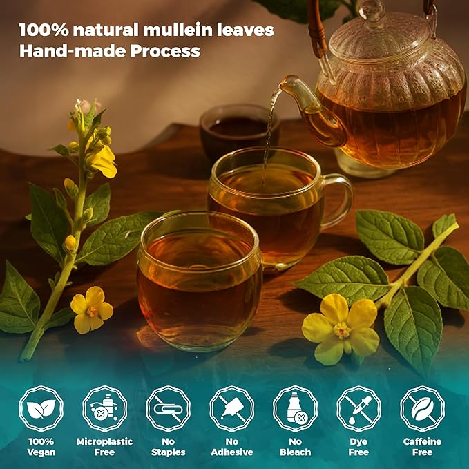 Lavitali, Mullein Leaves Tea Bags | 60 bags, 100% Pure Herbal Tea | Caffeine-Free, No Sugar, Eco-Friendly Filter Bags | Daily Natural Botanical, Hot or Iced Herbal Infusion