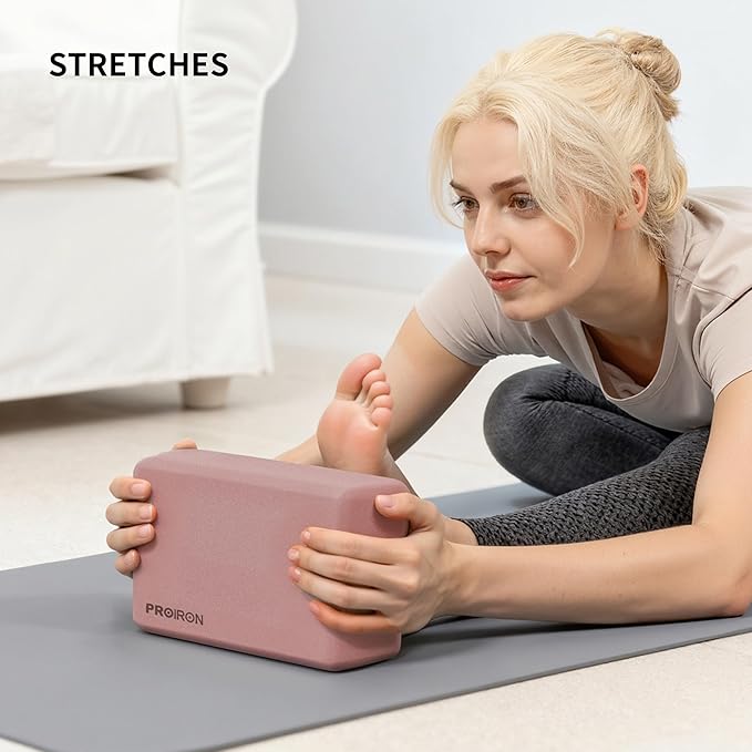 PROIRON Yoga Blocks, 2 Pack Supportive High Density Premium Eva Foam, Soft Non-Slip Surface with Curved Edges Stretch Blocks For Yoga, Pilates, Stretching