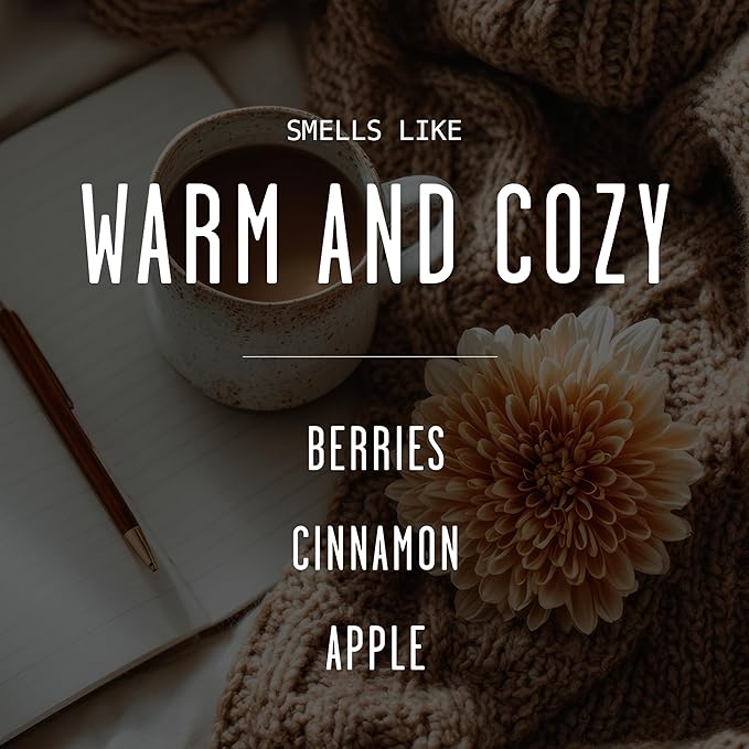 Christmas Candles, Fall Candles, Warm and Cozy' Soy Candle I Berries, Apple & Cinnamon I Infused w/Essential Oils I Warm n Cozy Home Decor I Winter and Holiday Candle I 50Hr Burn I USA Made