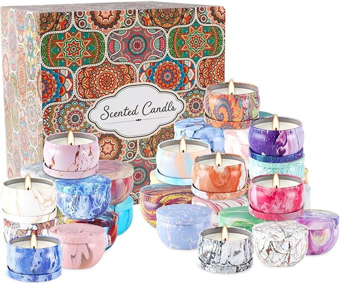 36 Packs Scented Candles Gift Set, Fragrances Candle for Women, 2.5 OZ Portable Jar Candle for for Spa, Yoga, Bath, Aromatherapy, Stress Relief