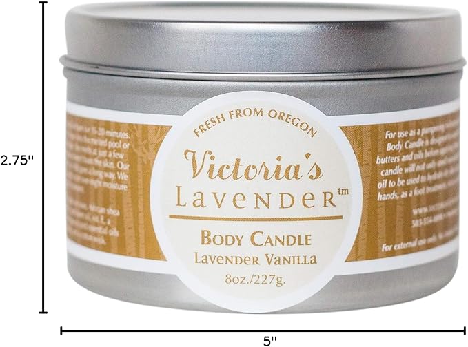 Victoria's Lavender Vanilla Lavender Massage Candle Wax - Aromatherapy Candle That Turns Into Massage Oil, Travel Size, Made in The USA by Victoria's Lavender - (8 Oz)