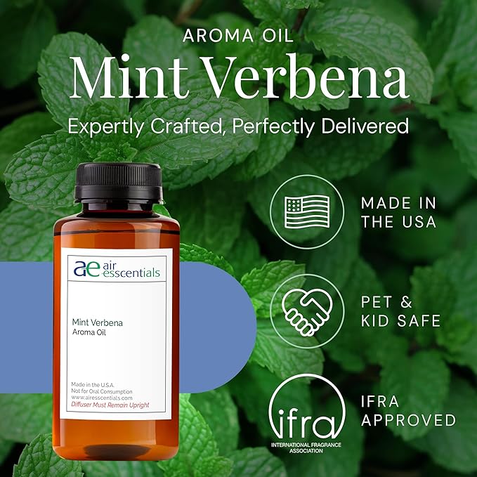 Mint Verbena Aroma Oil, Essential Oils Blend for Diffusers & Scent Machines, Citrus Charm & Minty Undertones, Aromatherapy, Cold Air Diffuser Compatible, 300 mL