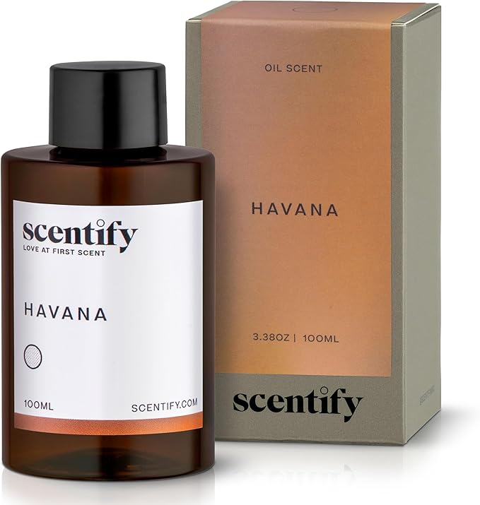 Scentify Havana Aroma Oil Refill Scent for Oil Diffusers - Oak Moss, Rum, Paprika, Mahogany Scents - Luxurious Relaxing Aromatherapy Diffuser Fragrance 100ml, 3.38 oz