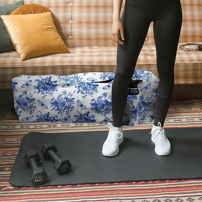 jswuffx Large Yoga Mat Bag Yoga Bags and Carriers Fits All You Stuff Yoga Tote Bag with Yoga Mat Strap, Elastic Pockets and Zipper Pockets