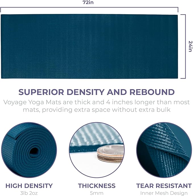 Sunshine Yoga Voyage Yoga Mat, 10 Pack, 72" x 24" Professional Studio and Gym Bulk Yoga Mats, 5mm Thick, Durable, Anti-Tear, Non Slip Fitness and Exercise Mats