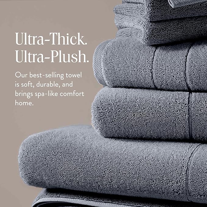 Brooklinen Super-Plush Turkish Cotton Bath Sheets - Set of 2 - Cotton, 820 GSM, Highly Absorbent, Machine Washable, Perfect for Home & Bathroom (40" x 65", Slate Grey)