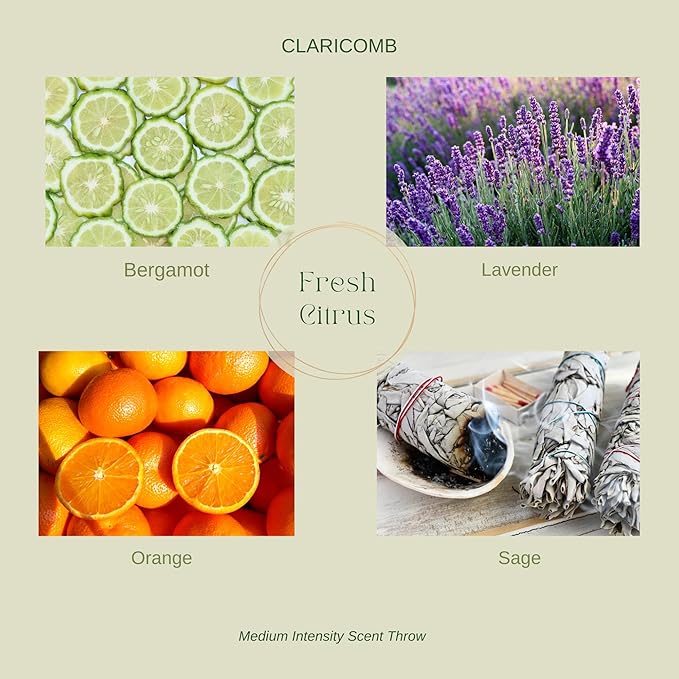 Claricomb - Lavender & Bergamot Pure Beeswax Candle – 90+ Hours Long Burning Classically Designed Non-Toxic Scented Candles for Home Decor and Aromatherapy to Stress Relief
