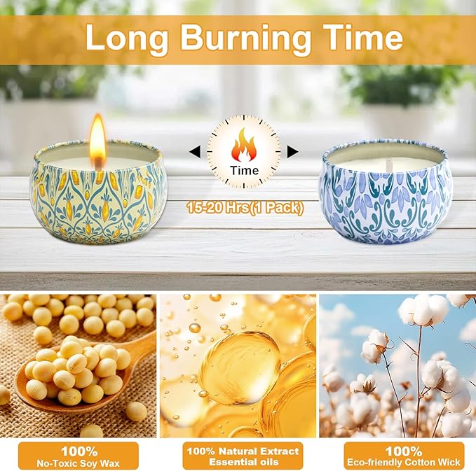 12 Pack Scented Candles Gifts for Women, Natural Soy Candles for Home Scented, Aromatherapy Christmas Candle Sets Gift for Women, Sister, Friends, Colleague