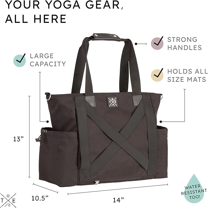 Trulee x Erica Yoga Mat Tote Bag with Backpack Straps – Water-Resistant, Durable, with Pockets for Thick & Extra-Large Mats – Yoga Carrier for Women & Men Ideal for Gym, Pilates, and Travel