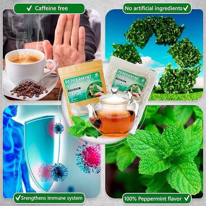 TeaDreamTea Peppermint Tea - Mint Tea Bags - Alleviates Digestive Discomfort | Herbal Tea - Aromatic & Caffeine Free - Bulk (300 Teabags)