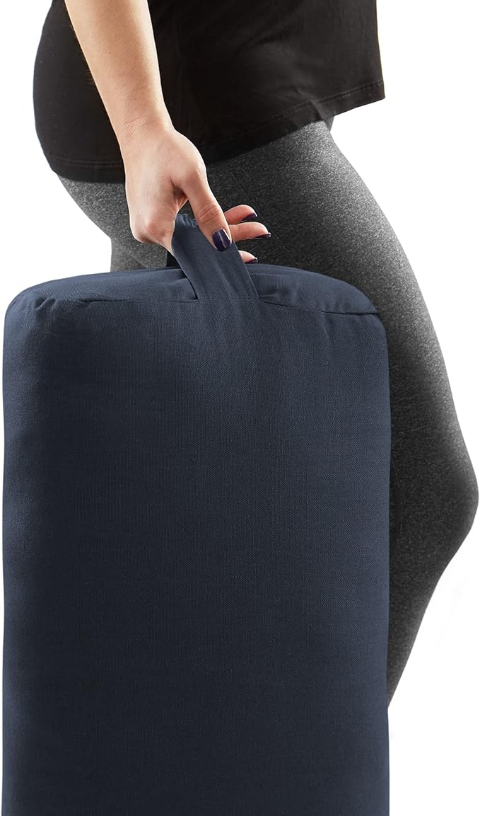 Node Fitness Yoga Meditation Cushion, 25" x 12" Rectangular Bolster with Organic Cotton Cover