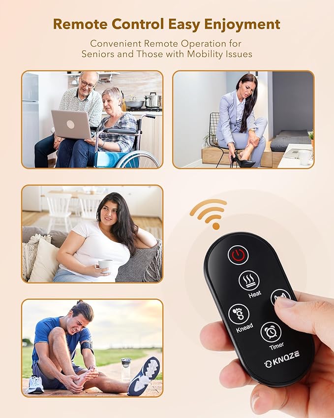 KNQZE Foot Massager with Heat and Remote, Shiatsu Deep Kneading Feet Massager for Plantar Fasciitis & Neuropathy, Foot Warmer, Gifts for Mom Women Men Dad, Fits Up to Men Size 12(Gold)