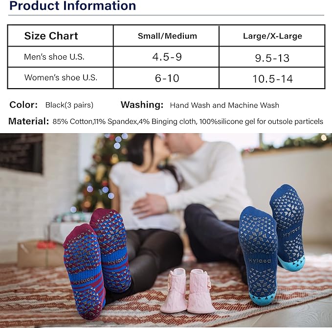Hylaea Unisex Non Slip Socks with Grip for Yoga, Hospital, Pilates, Barre | Ankle, Cushioned