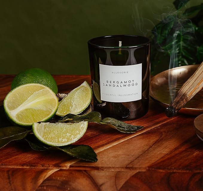 Set of Three Scented Candles for Men | Masculine scents of Bergamot & Sandalwood. Leather & Mahogany, Tobacco & Vanilla | 3 x Natural Soy Wax Candle for Men (5.6oz)
