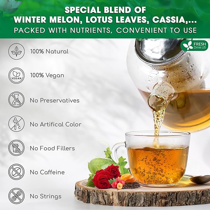 FRESHDRINKUS, 20 Packs of Oil Reducing Tea, Oil Cleansing for Liver, 10 Herbal Ingredients, Traditional Recipe Tea for Liver, 100% Natural, Easy Brewing, Steep Repeatedly